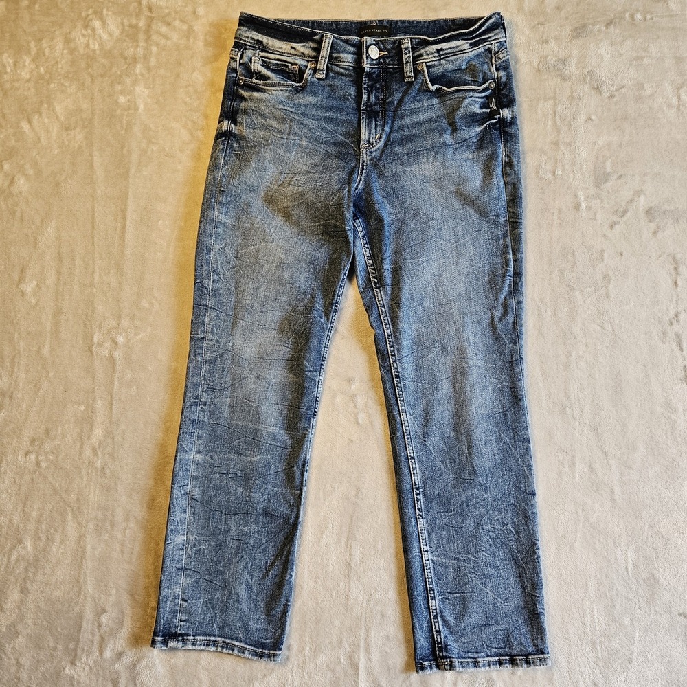 Silver Jeans Suki Straight Crop Womens Size 31x27 Stretch Blue Denim